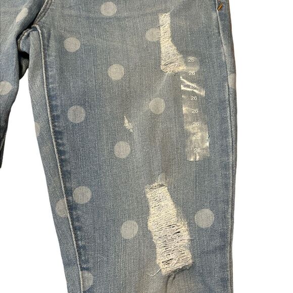 Gap 1969 Always Skinny 29” Ankle Low Rise Polka Dot Distressed Size 26 - Picture 4 of 11